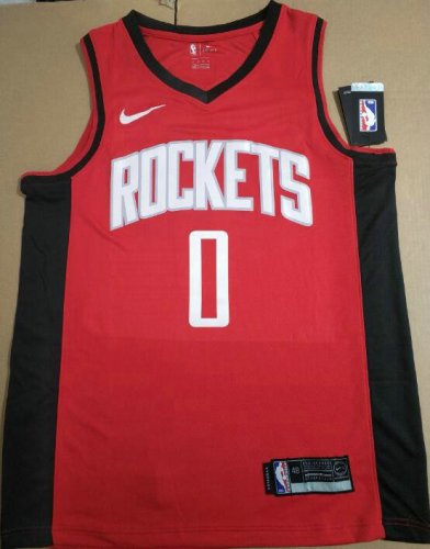 NBA 0 Westbrook Rockets 2019 Maillot Rouge imprimé